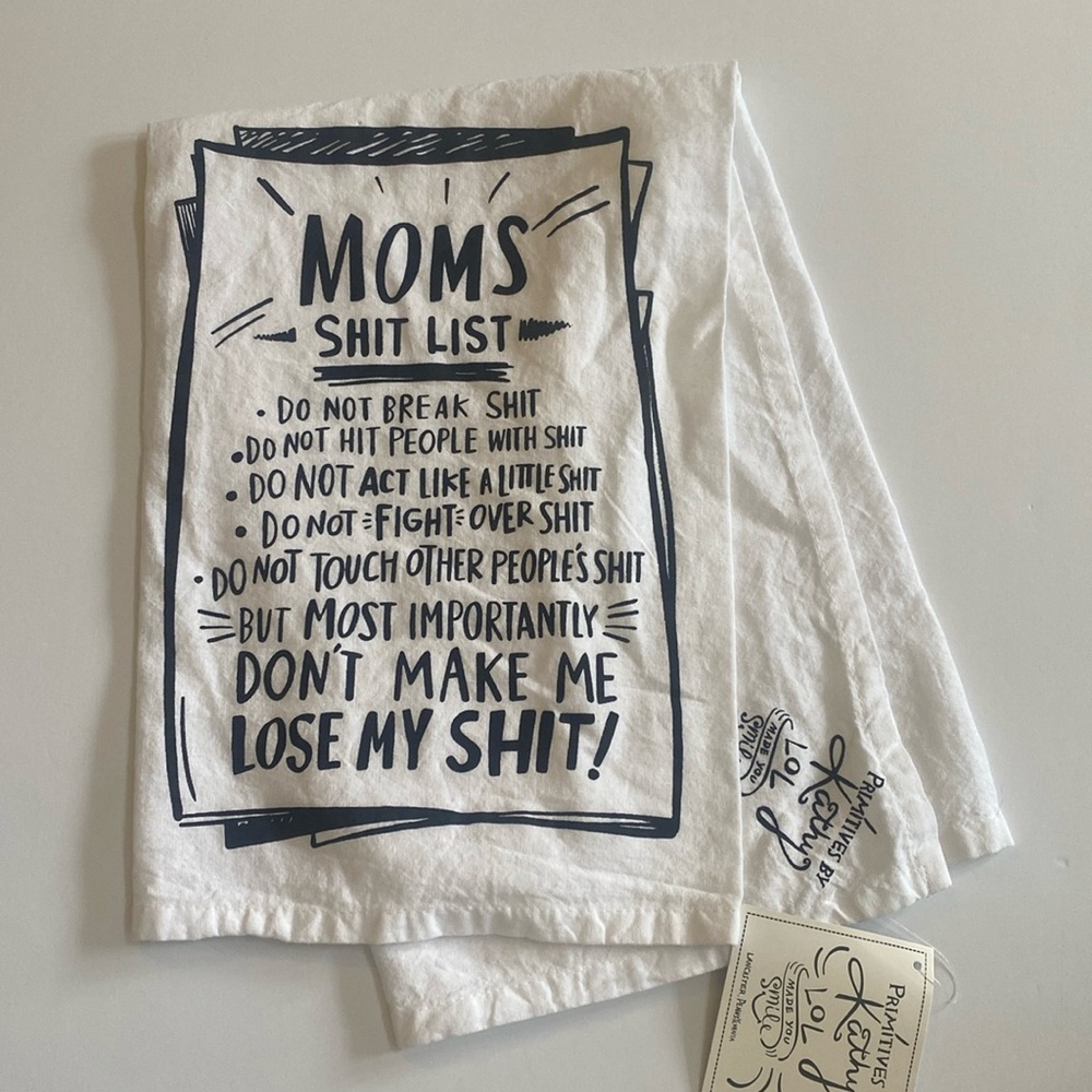 All occasion funny kitchen towel Primitives By Kathy 28x28 NEW with tags